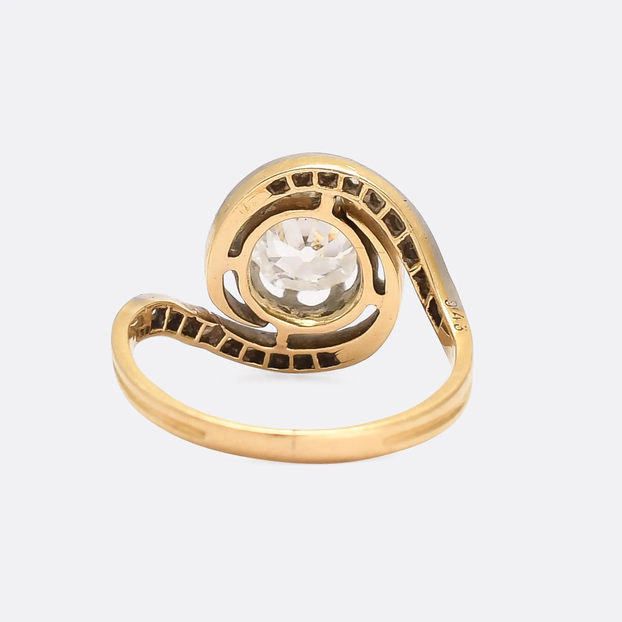 Edwardian 1.75ct Cushion Cut Diamond Swirl Solitaire Ring