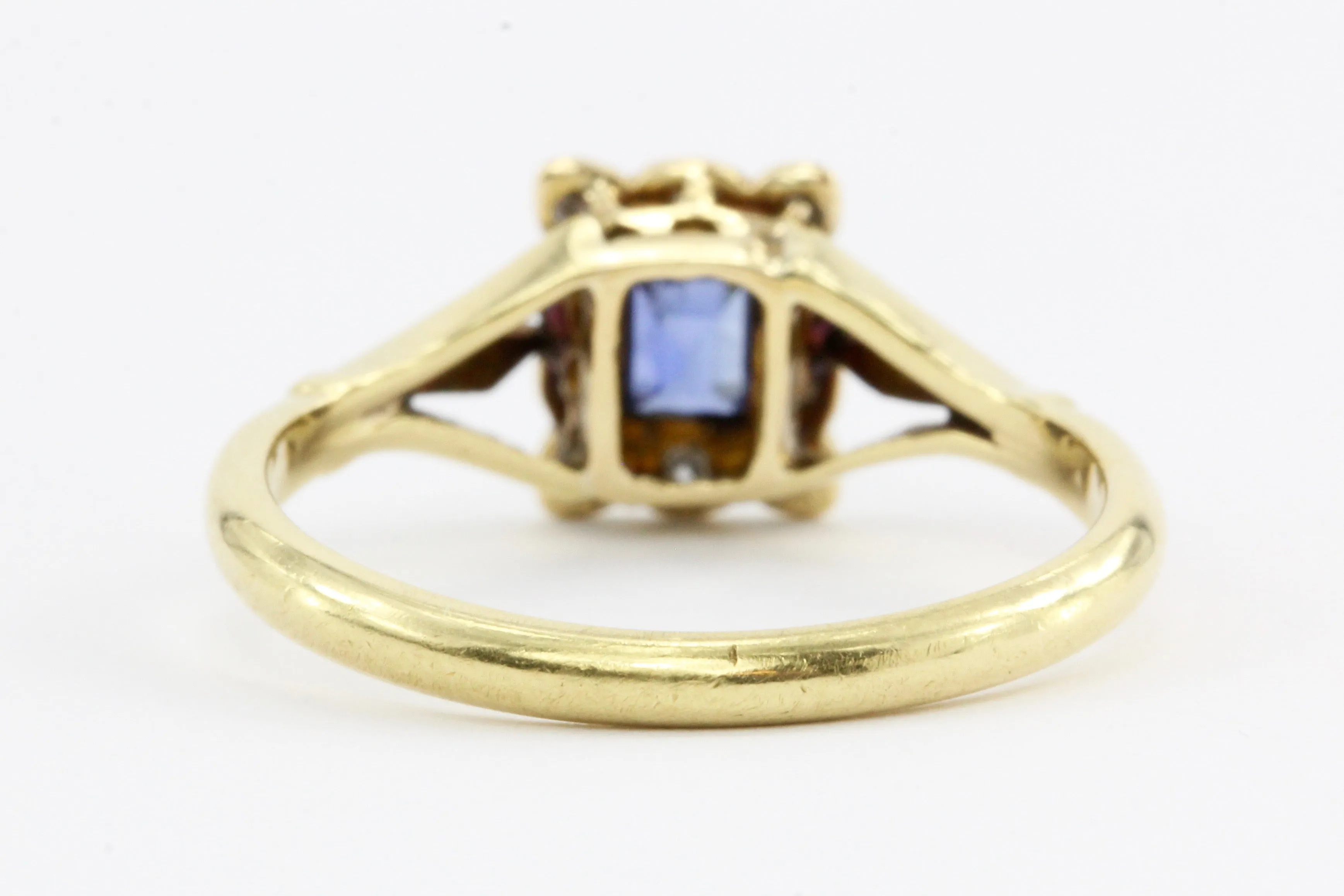 Edwardian 18K & Platinum Sapphire & Diamond Ring C. 1910