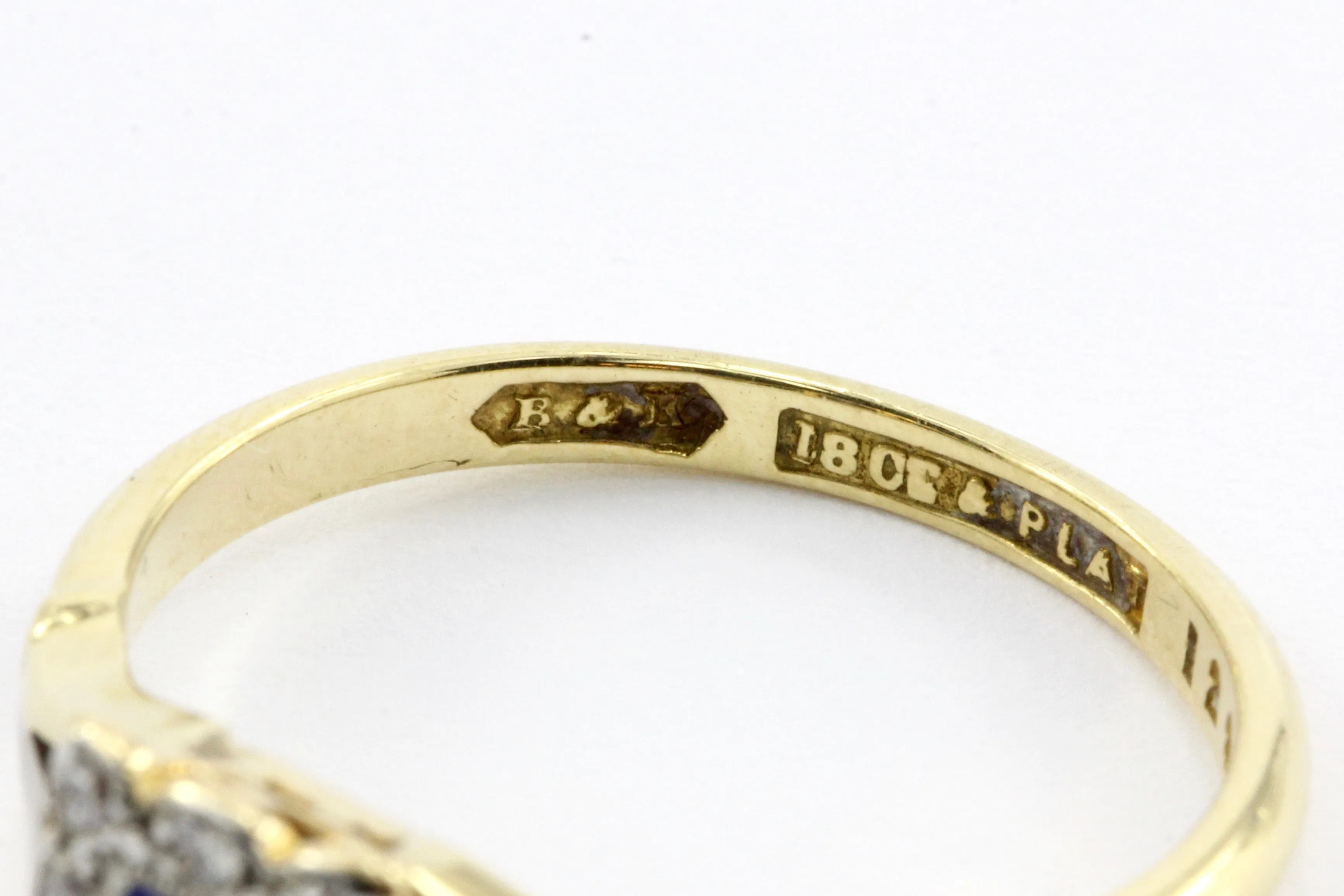 Edwardian 18K & Platinum Sapphire & Diamond Ring C. 1910