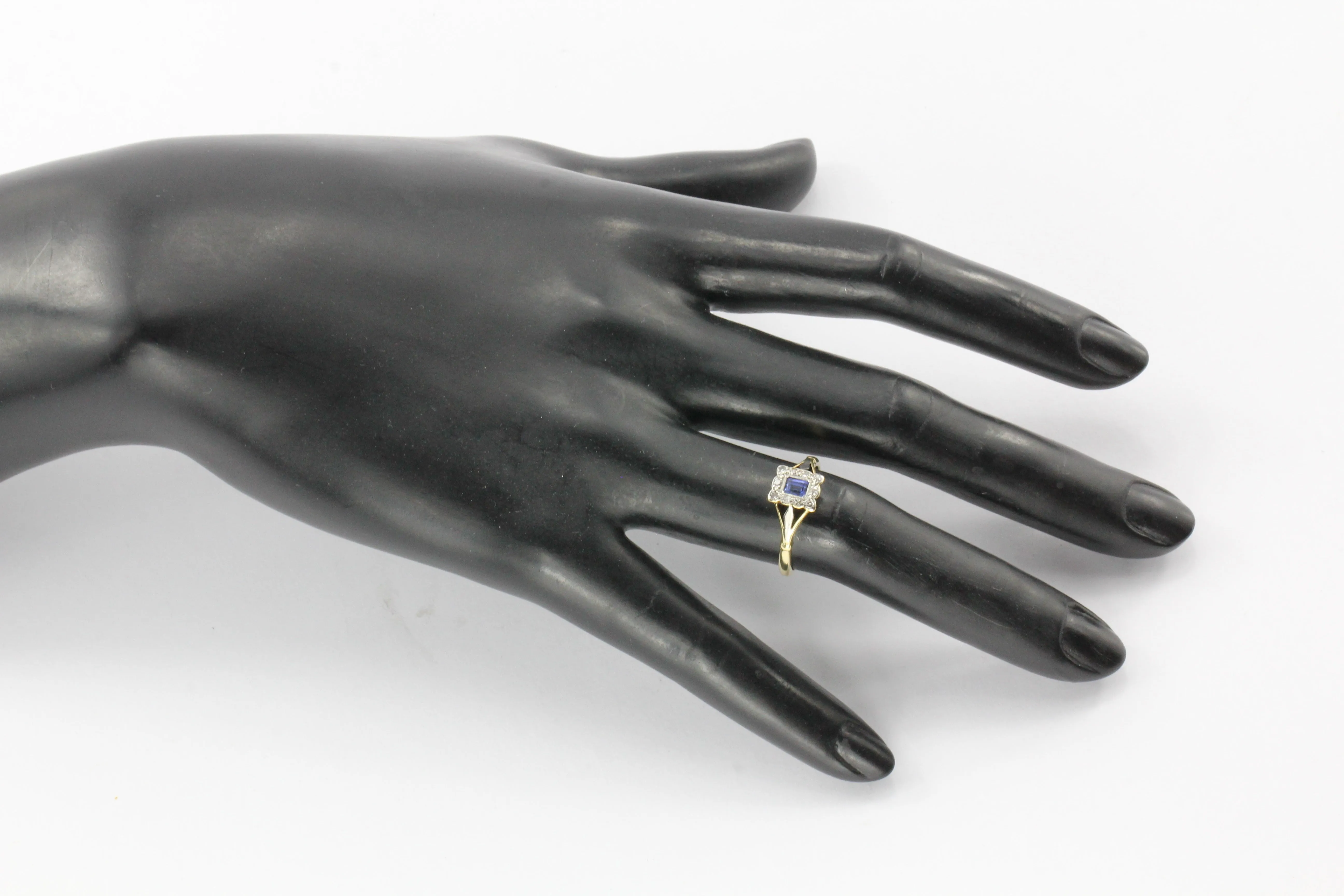 Edwardian 18K & Platinum Sapphire & Diamond Ring C. 1910