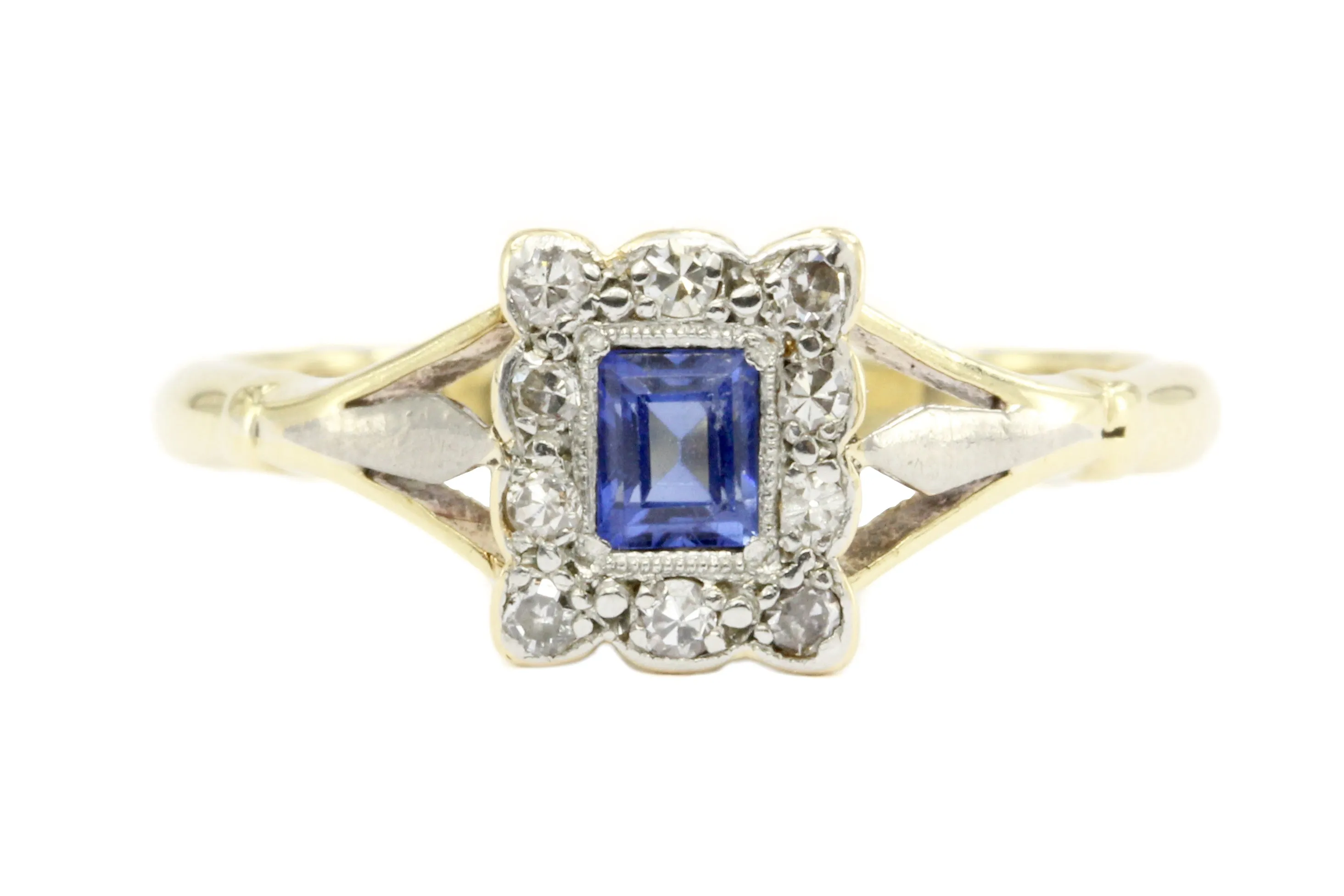Edwardian 18K & Platinum Sapphire & Diamond Ring C. 1910