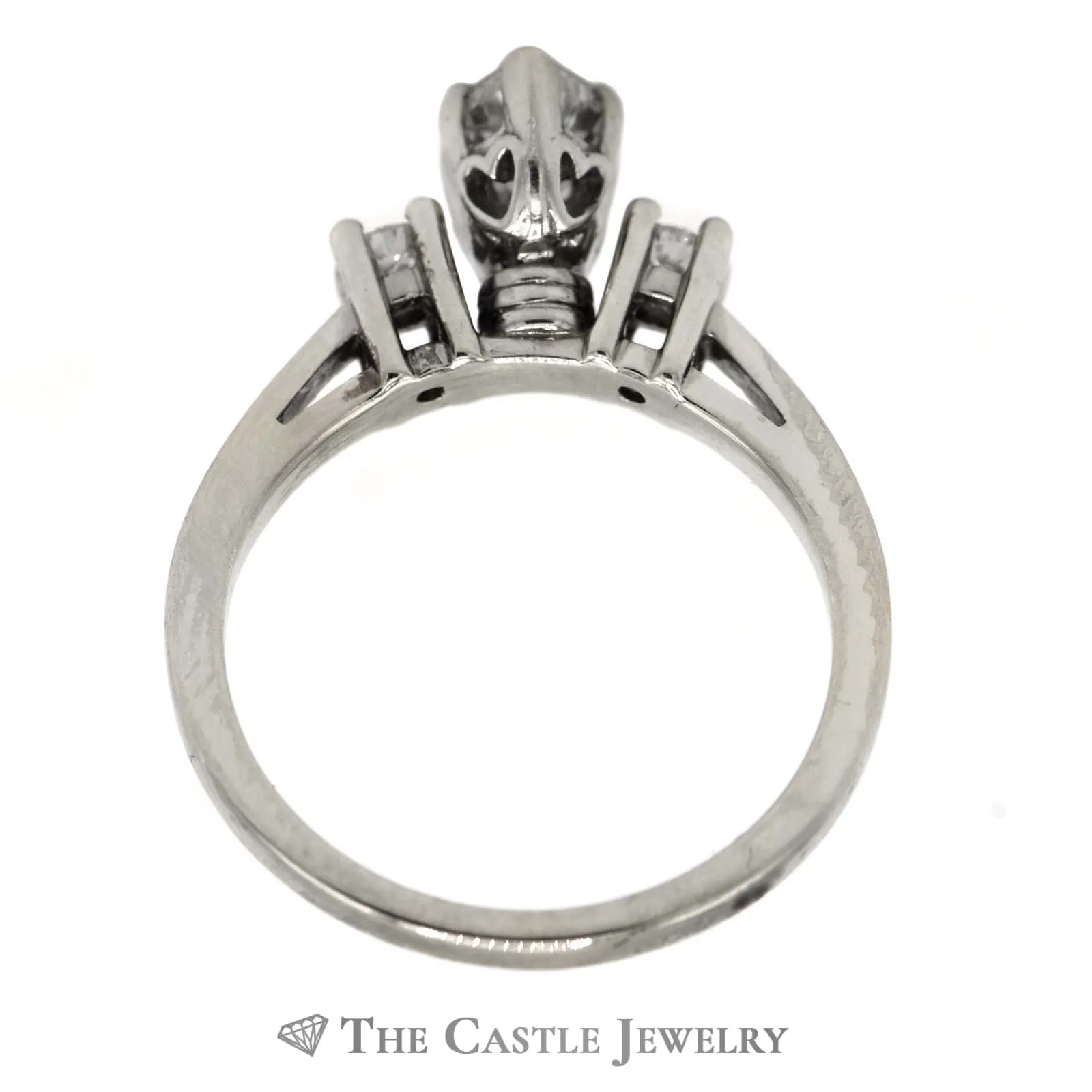 Elegant Marquise Diamond Engagement Ring with Round Diamond Accents in 14K White Gold