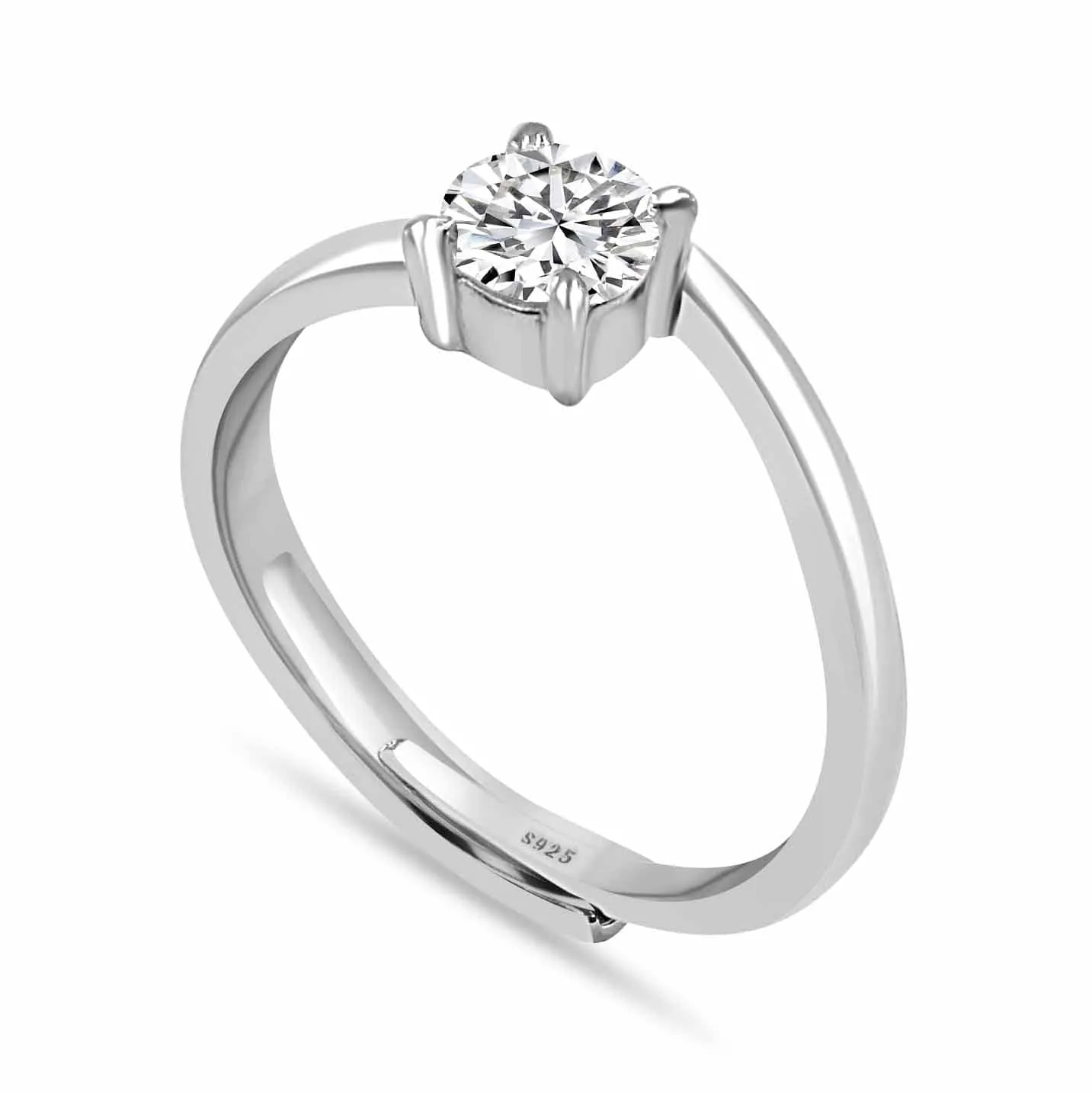 Elegant Minimal Solitaire Sterling Silver Ring