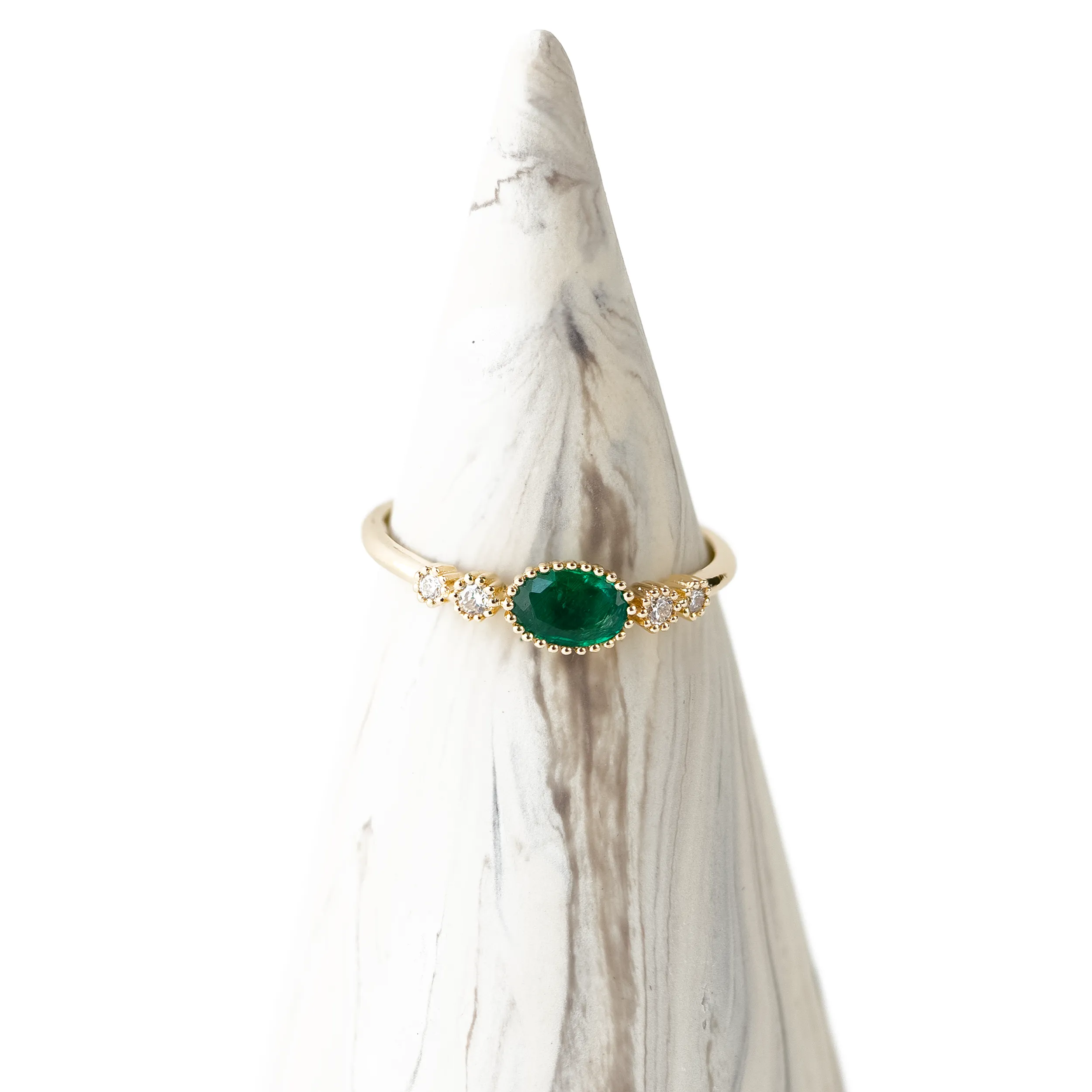 Elena Emerald and Diamond Ring