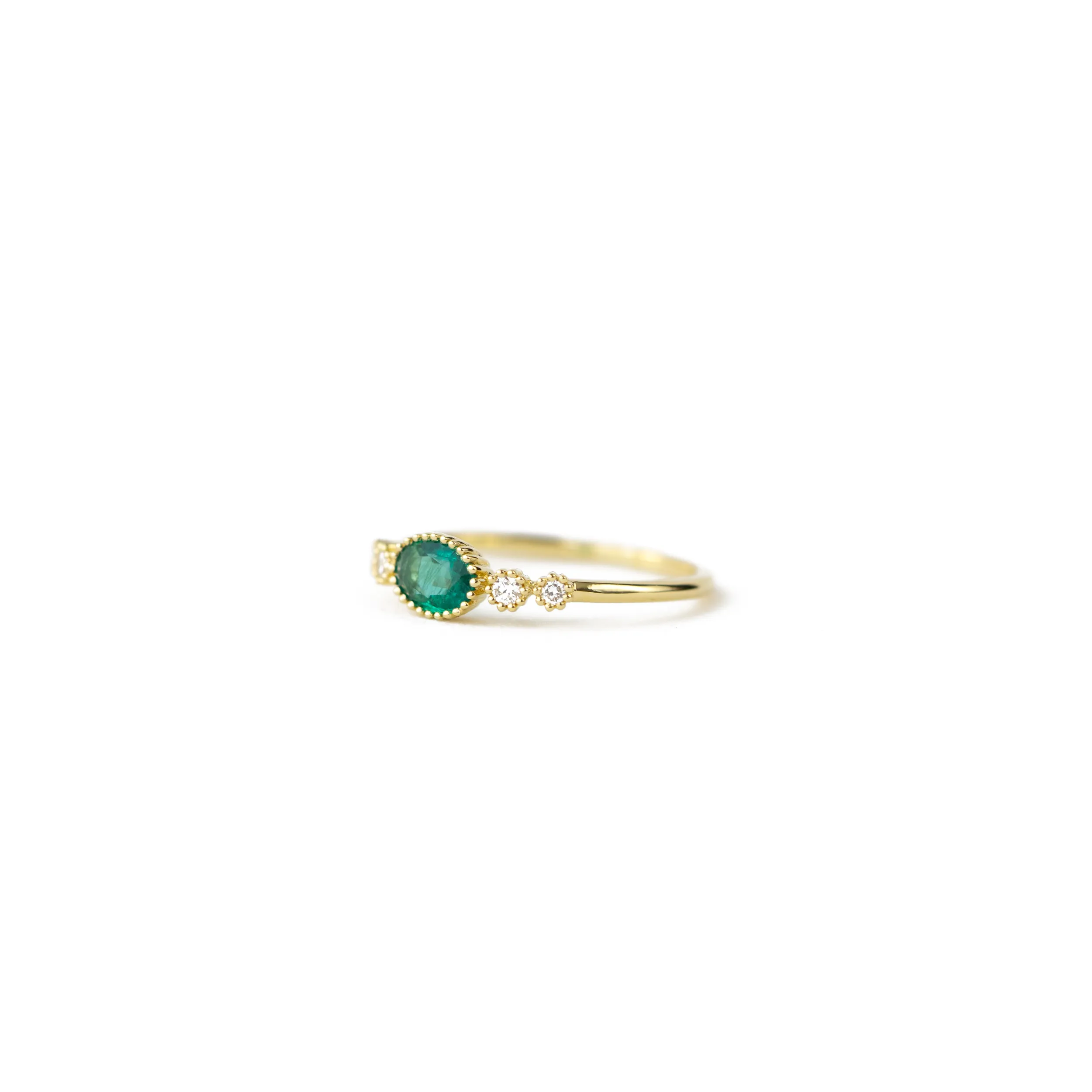 Elena Emerald and Diamond Ring