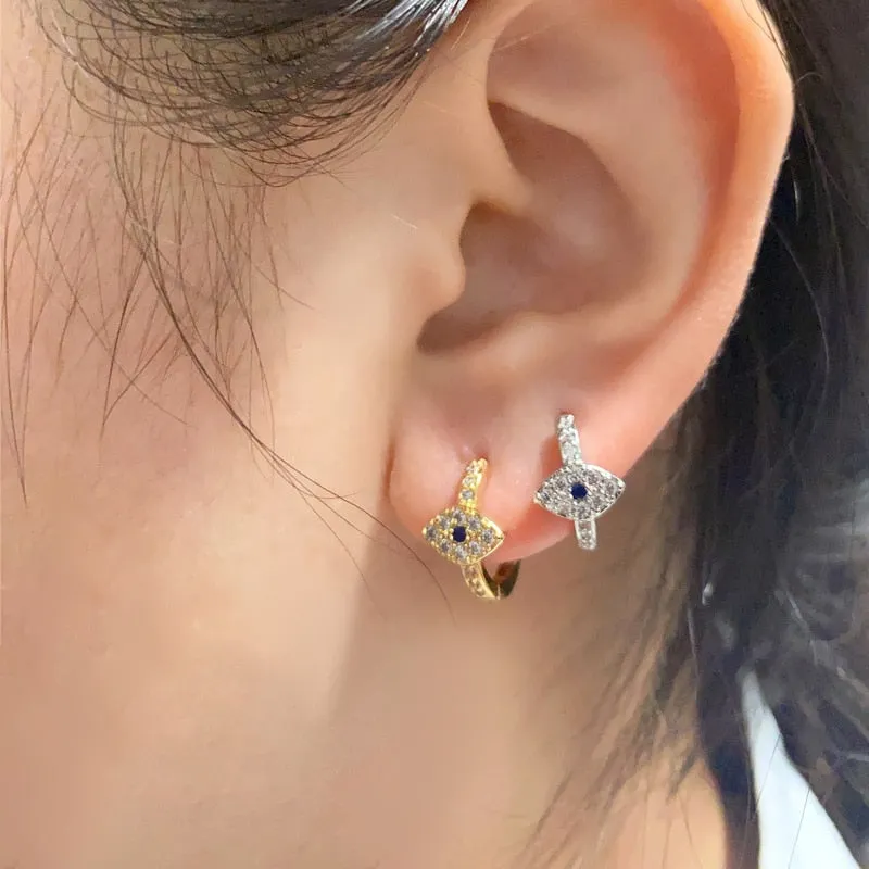Elevate Your Style with Our Gold-Plated Stainless Steel Zircon Evil Eye Earrings - An Exquisite Addition to Any Fashion-Forward Wardrobe