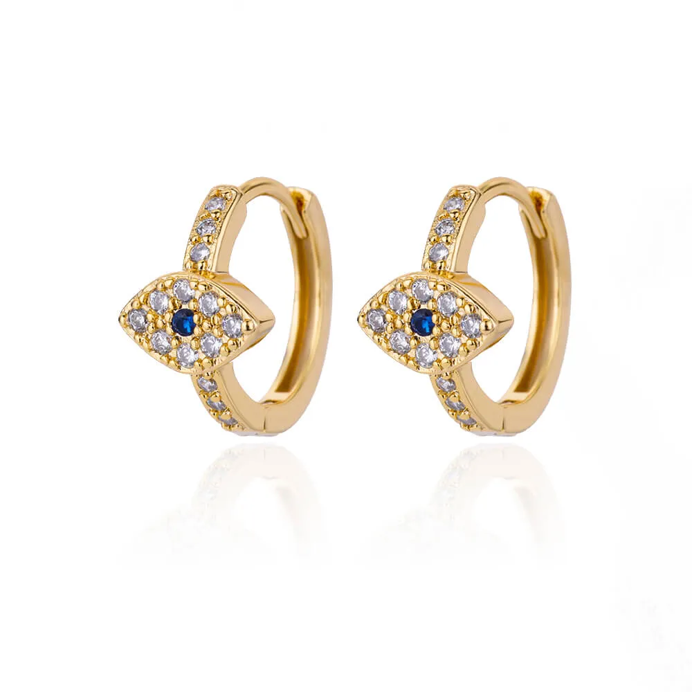 Elevate Your Style with Our Gold-Plated Stainless Steel Zircon Evil Eye Earrings - An Exquisite Addition to Any Fashion-Forward Wardrobe