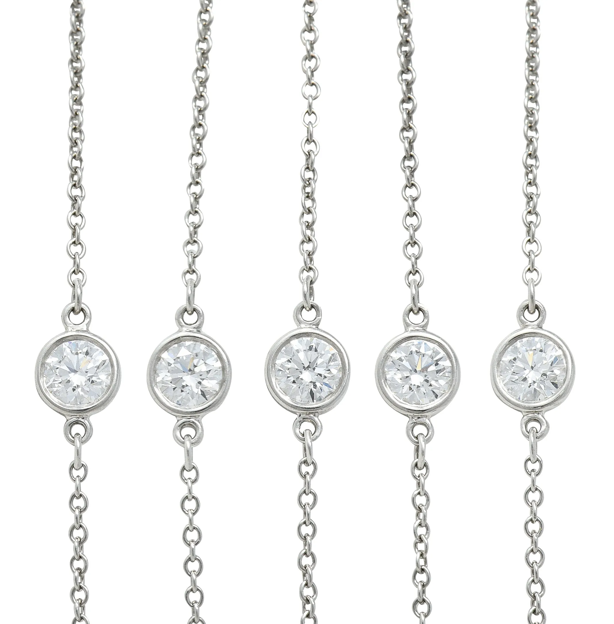 Elsa Peretti Tiffany & Co. 1.00 CTW Diamond Platinum Diamonds By The Yard Vintage Station Necklace
