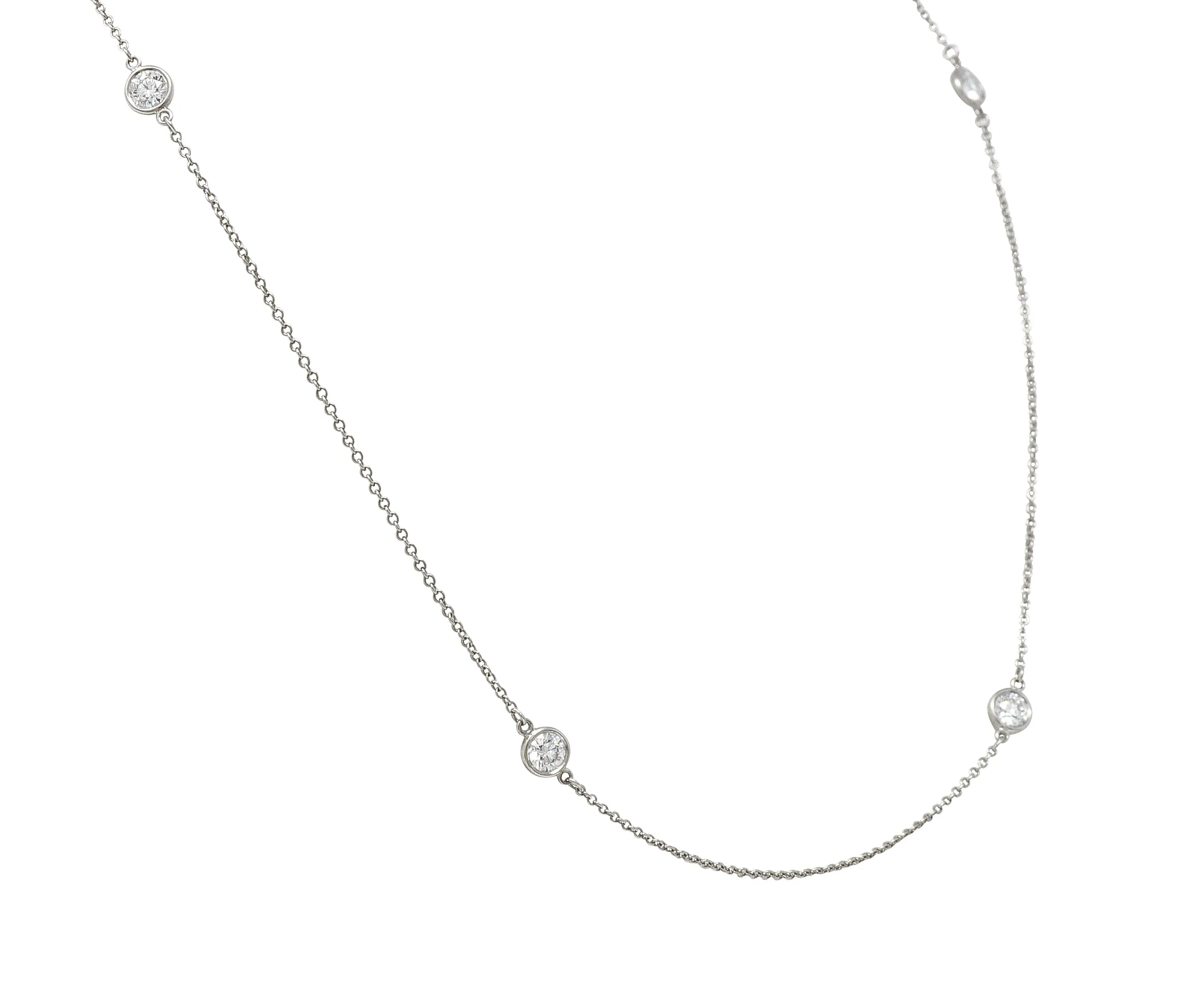 Elsa Peretti Tiffany & Co. 1.00 CTW Diamond Platinum Diamonds By The Yard Vintage Station Necklace