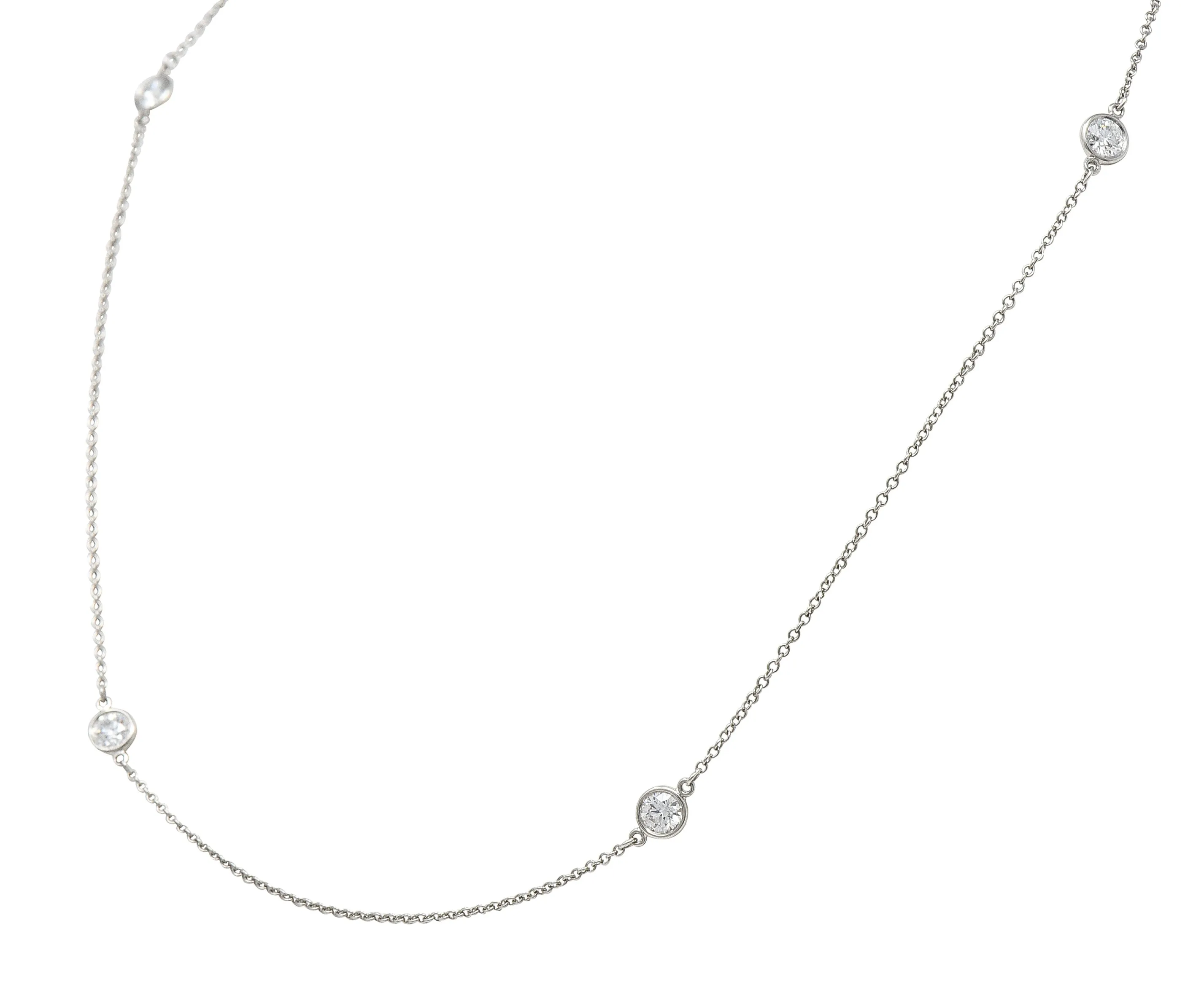 Elsa Peretti Tiffany & Co. 1.00 CTW Diamond Platinum Diamonds By The Yard Vintage Station Necklace