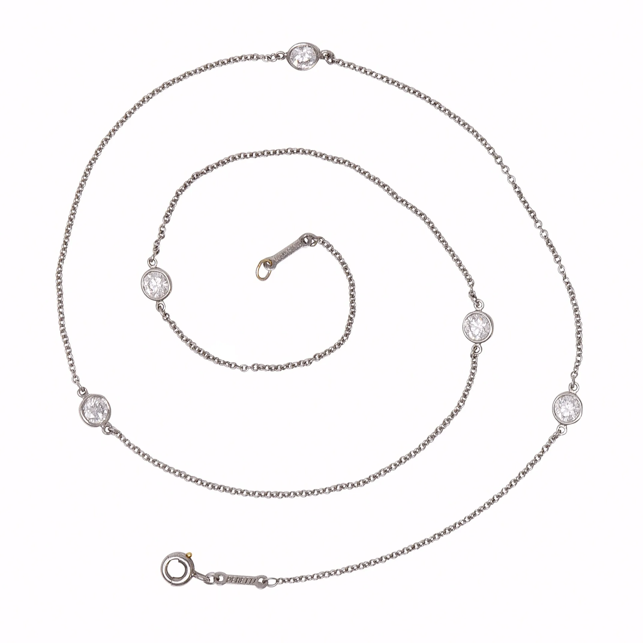 Elsa Peretti Tiffany & Co. 1.00 CTW Diamond Platinum Diamonds By The Yard Vintage Station Necklace