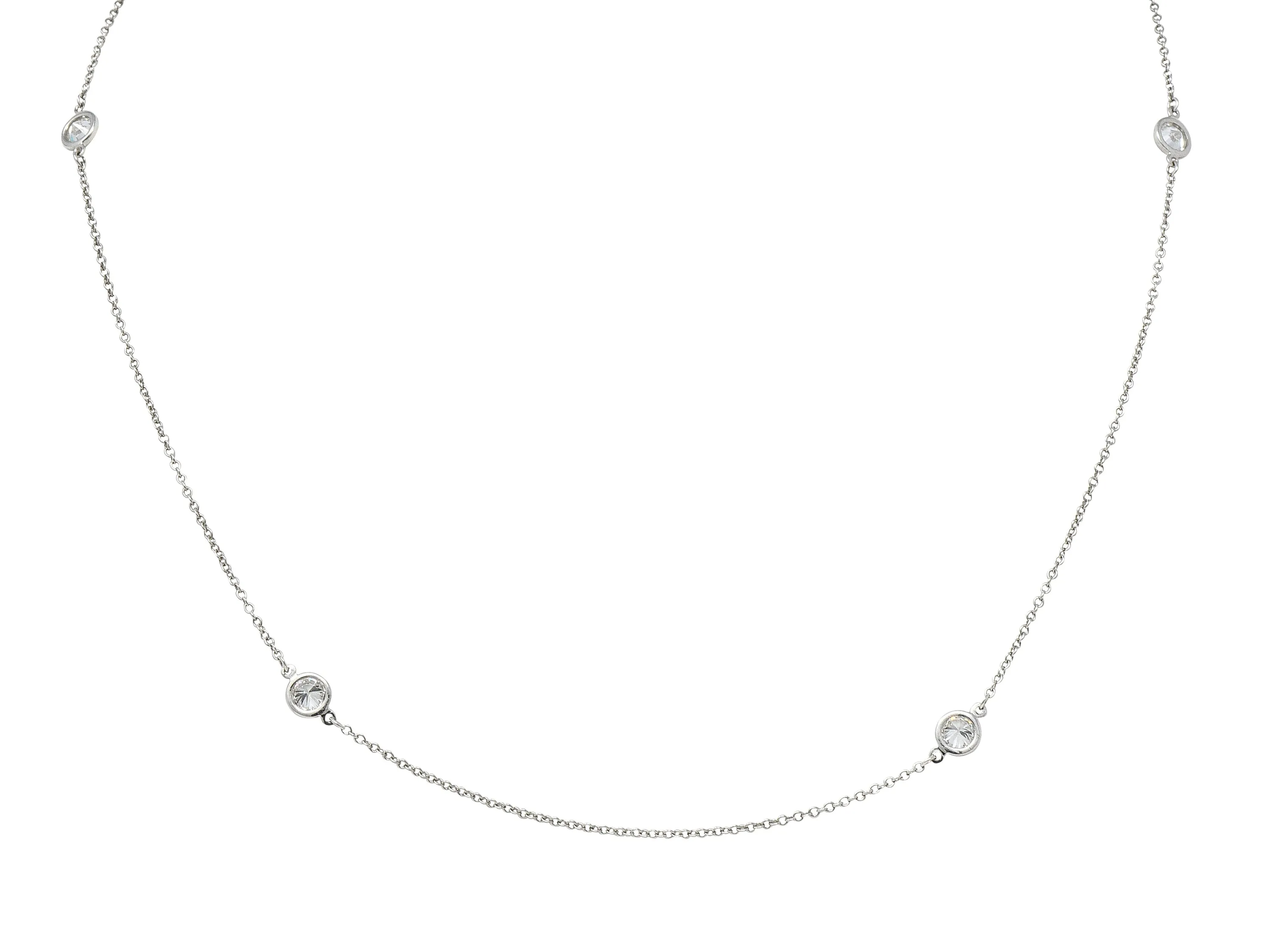 Elsa Peretti Tiffany & Co. 1.00 CTW Diamond Platinum Diamonds By The Yard Vintage Station Necklace
