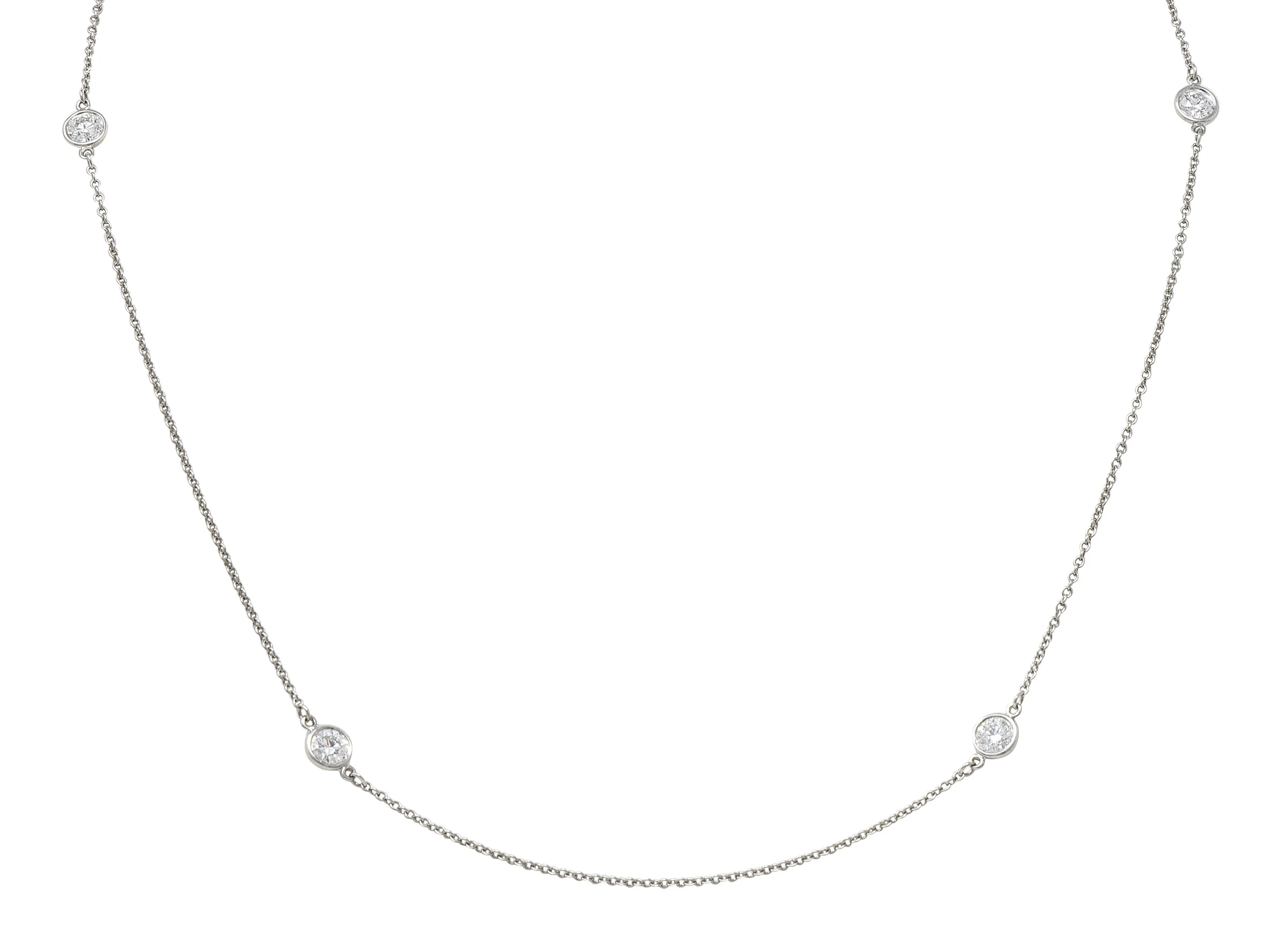 Elsa Peretti Tiffany & Co. 1.00 CTW Diamond Platinum Diamonds By The Yard Vintage Station Necklace