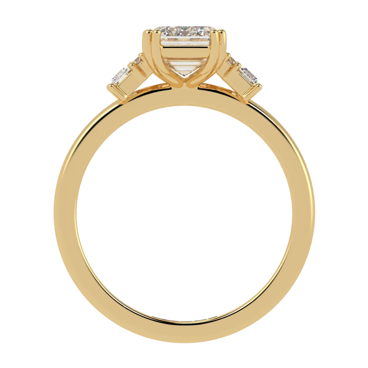 Emerald, Baguette & Round Diamond Engagement Ring