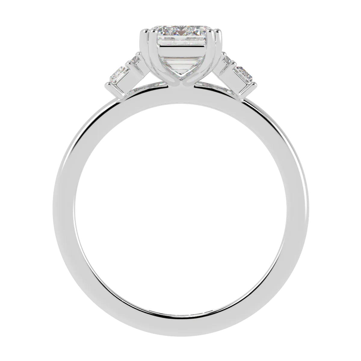 Emerald, Baguette & Round Diamond Engagement Ring