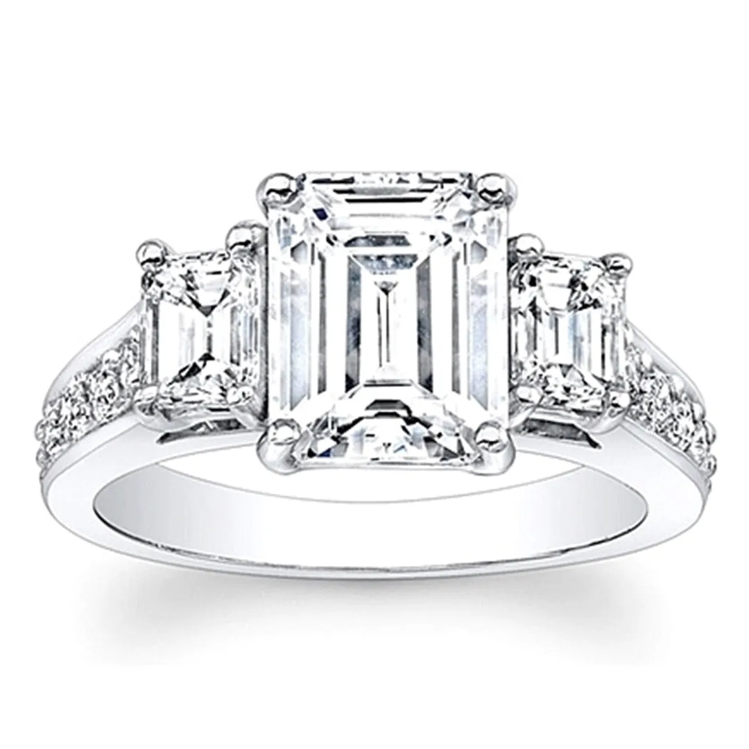 Emerald Cut 3-Stone Diamond Engagement Ring