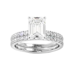 Emerald Cut 3/4 Eternity Engagement Ring Set