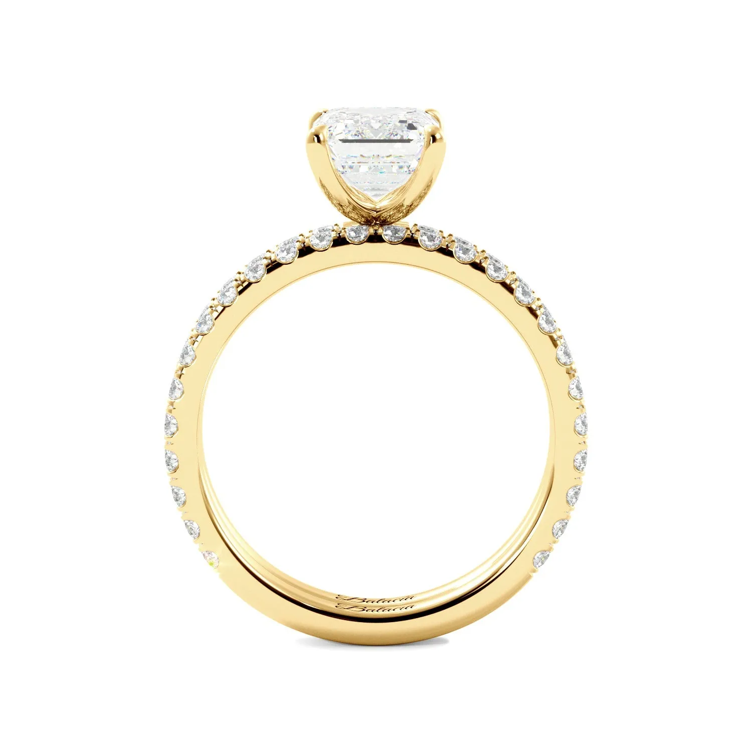 Emerald Cut 3/4 Eternity Engagement Ring Set