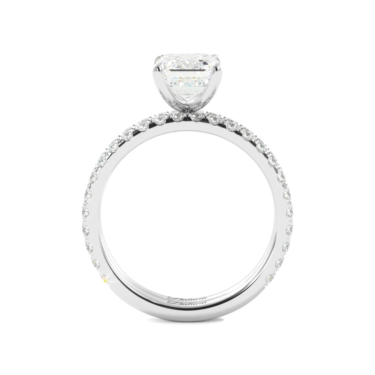 Emerald Cut 3/4 Eternity Engagement Ring Set