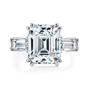 Emerald Cut 5.70 ct Platinum Three Stone Diamond Engagement Ring (Pre-Order)