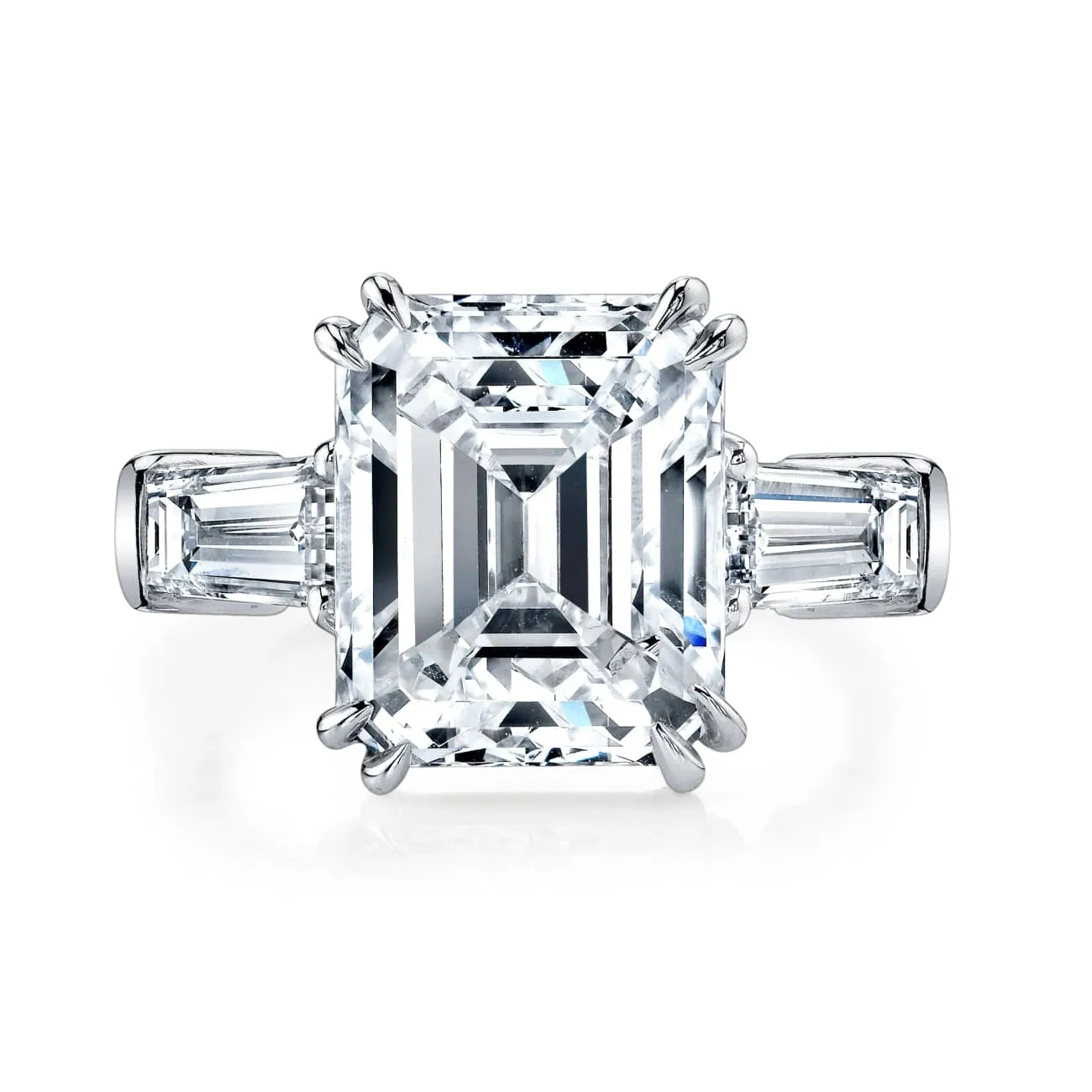Emerald Cut 5.70 ct Platinum Three Stone Diamond Engagement Ring (Pre-Order)