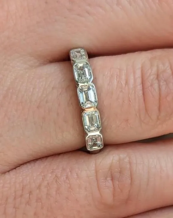Emerald Cut Diamond Eternity Band in White Gold