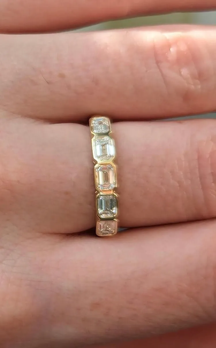 Emerald Cut Diamond Eternity Band in White Gold