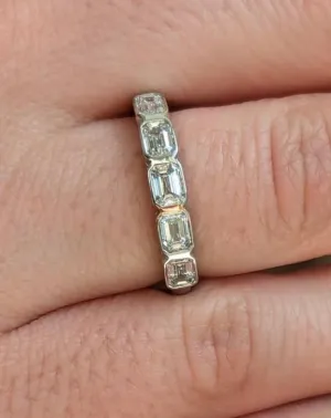 Emerald Cut Diamond Eternity Band in White Gold