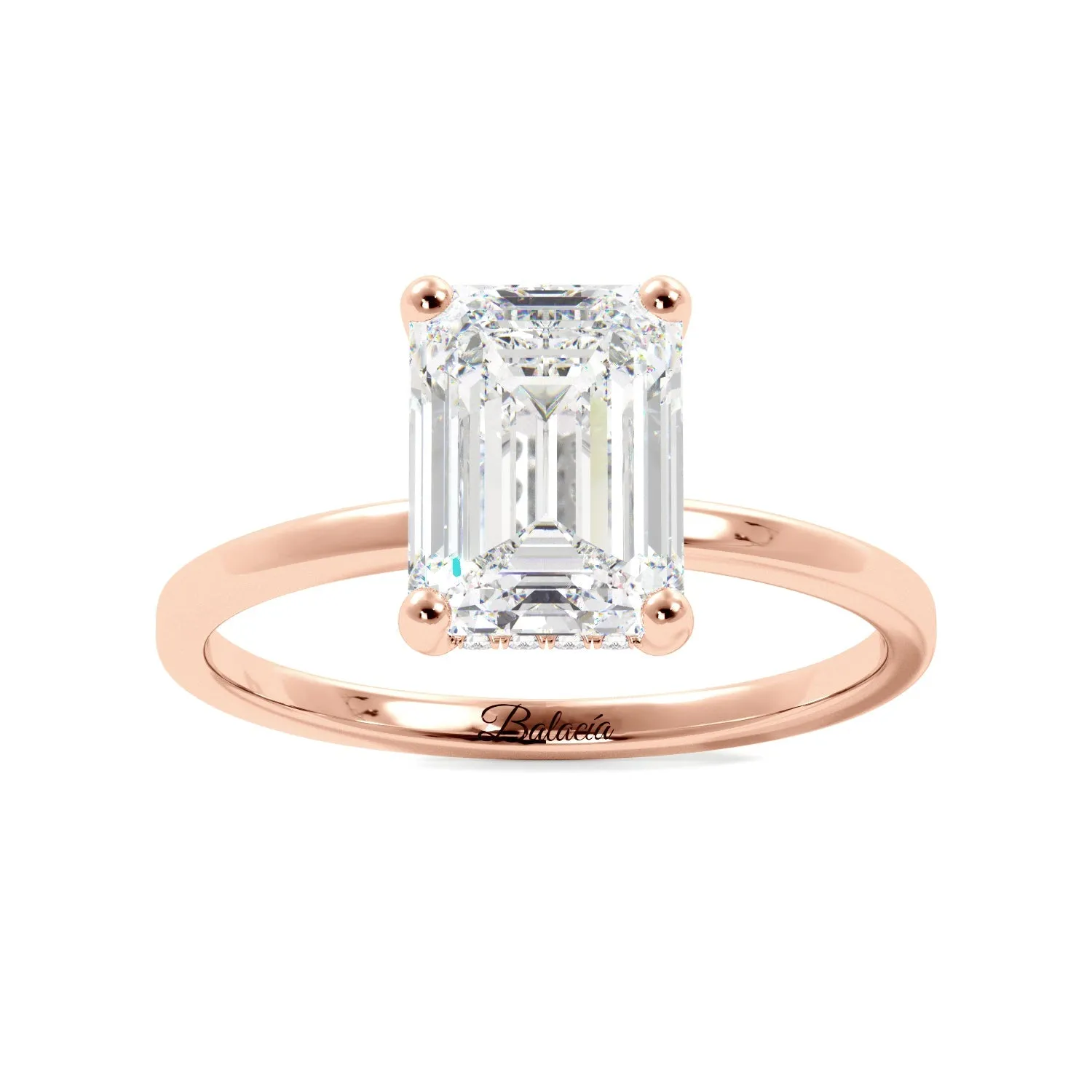Emerald Cut Diamond Hidden Halo Solitaire