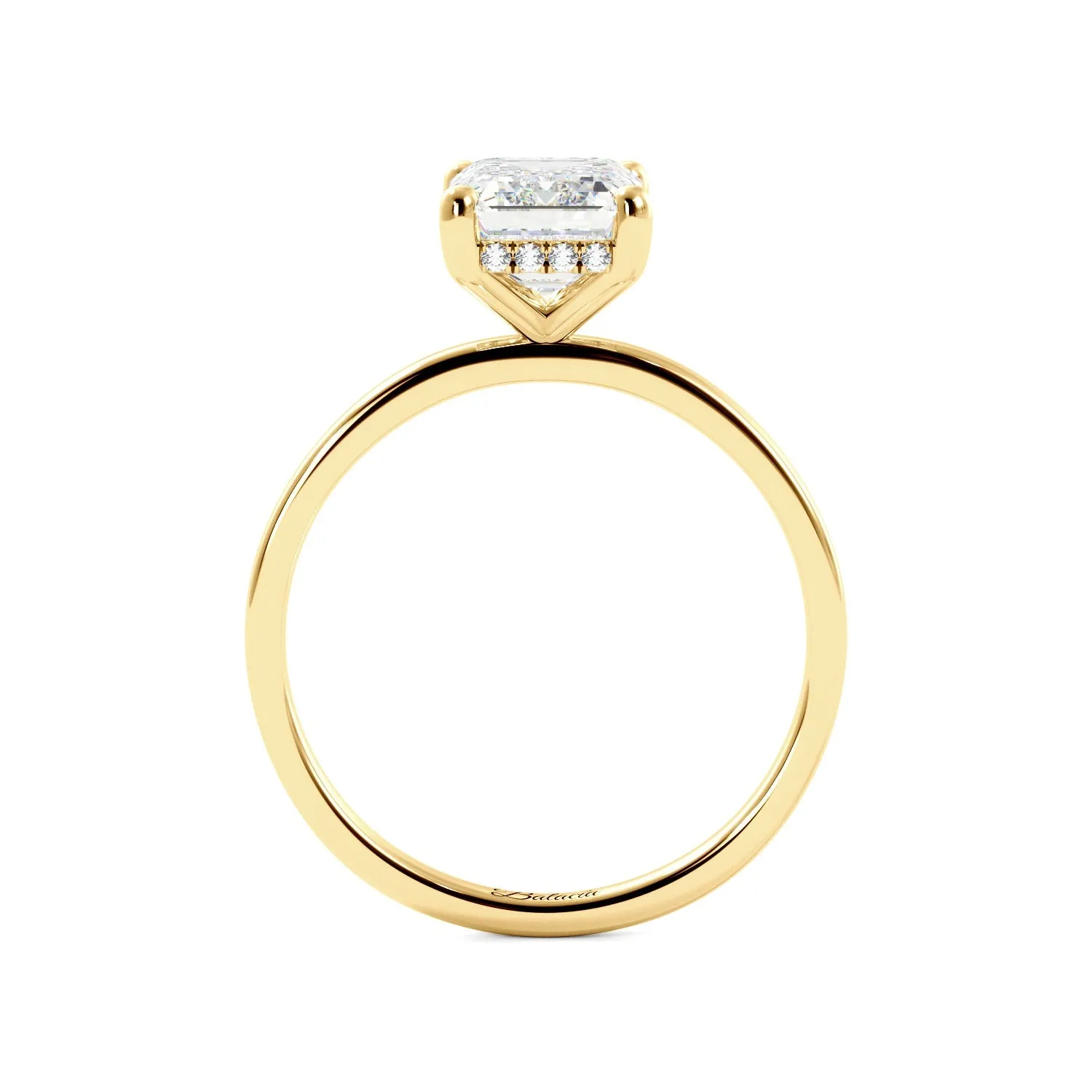 Emerald Cut Diamond Hidden Halo Solitaire