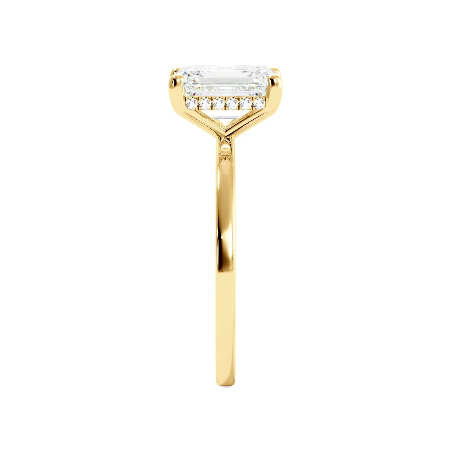 Emerald Cut Diamond Hidden Halo Solitaire