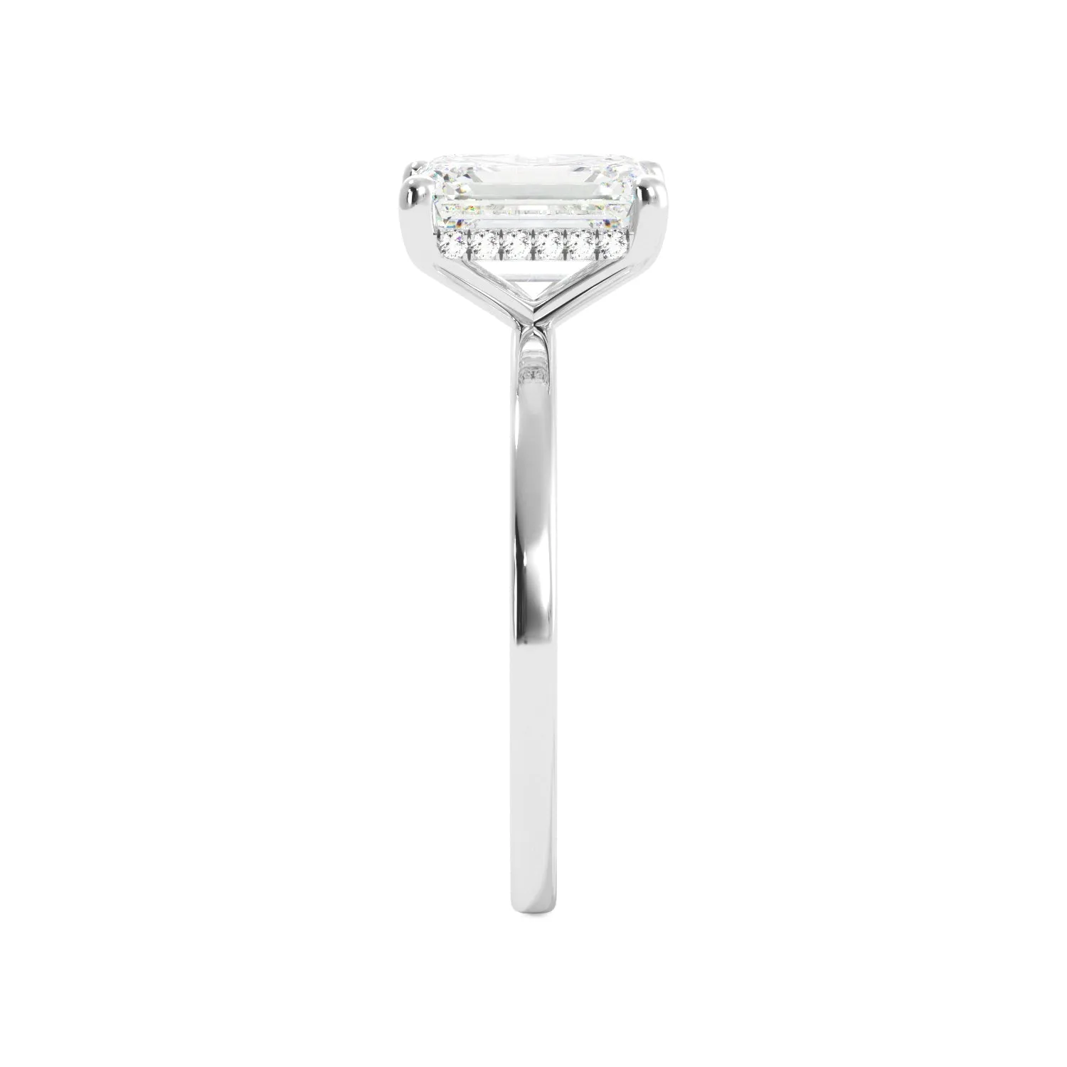 Emerald Cut Diamond Hidden Halo Solitaire