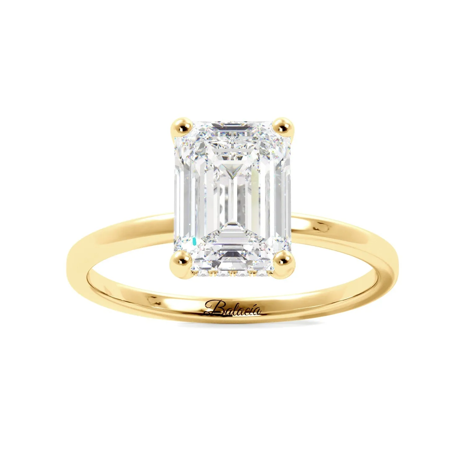 Emerald Cut Diamond Hidden Halo Solitaire