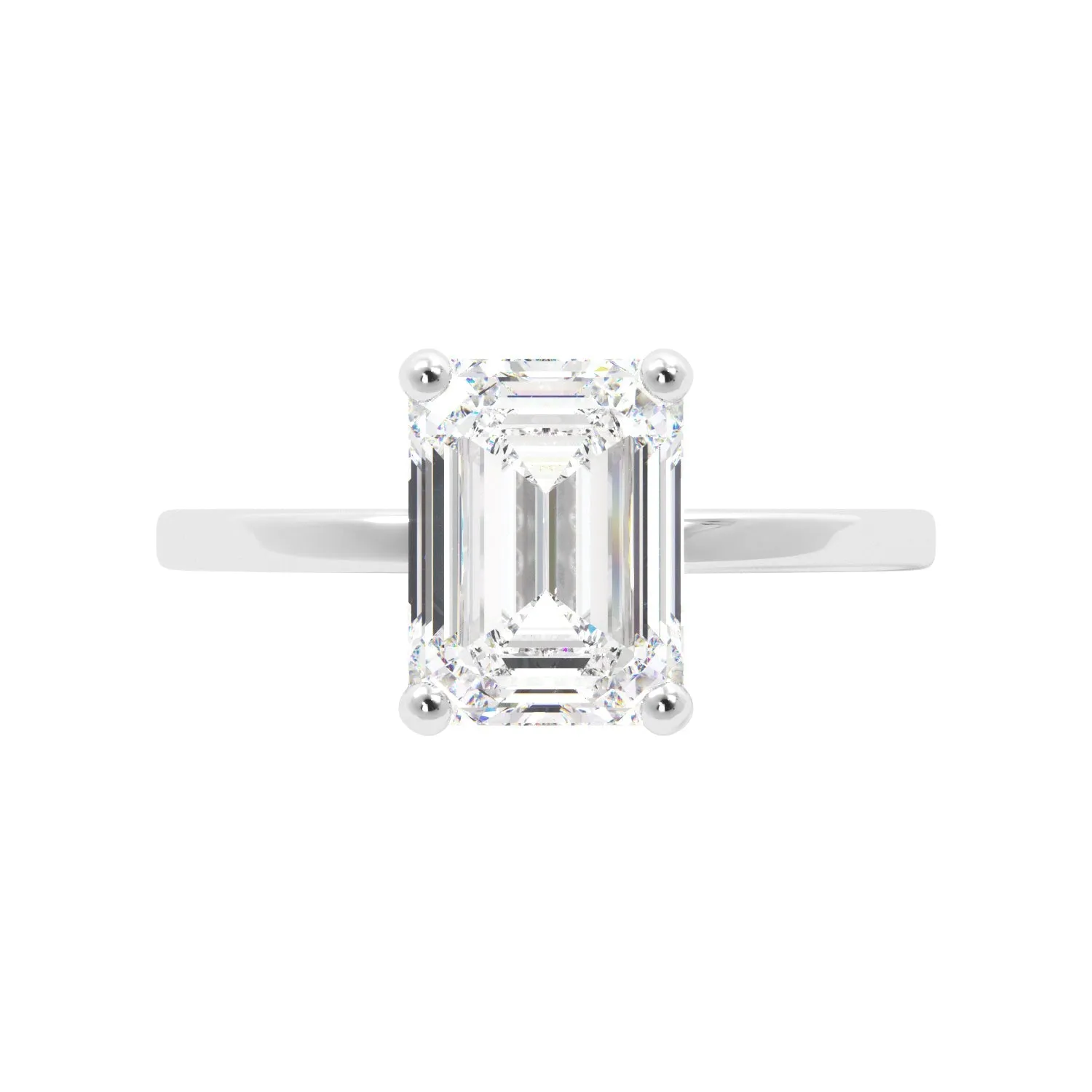 Emerald Cut Diamond Hidden Halo Solitaire