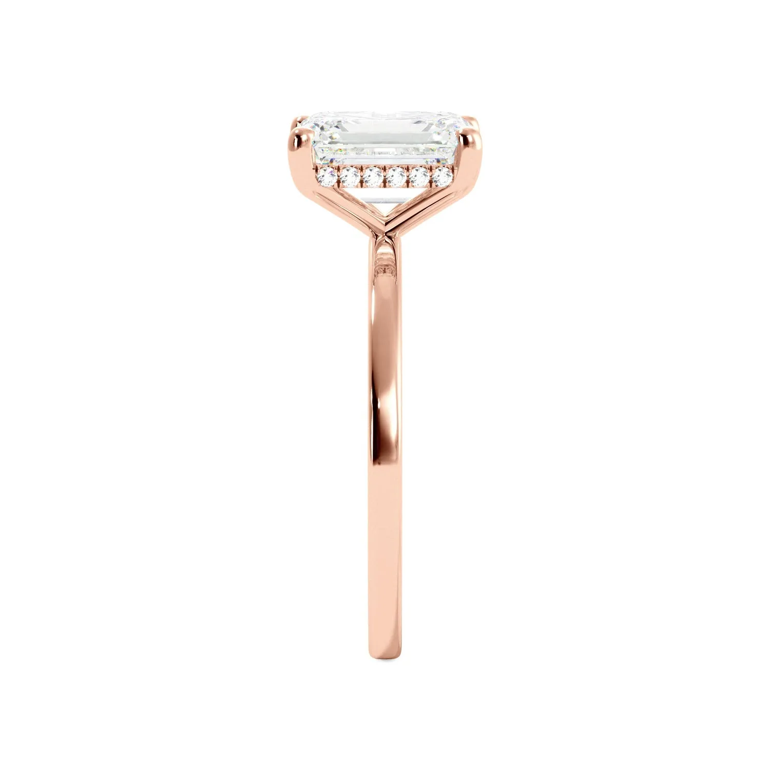 Emerald Cut Diamond Hidden Halo Solitaire
