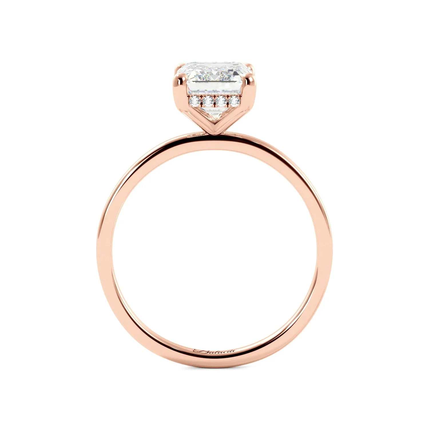 Emerald Cut Diamond Hidden Halo Solitaire