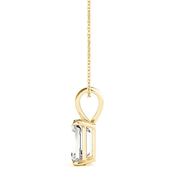 Emerald Cut Diamond Solitaire Necklace Pendant