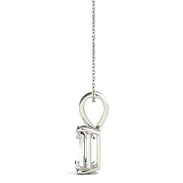 Emerald Cut Diamond Solitaire Necklace Pendant
