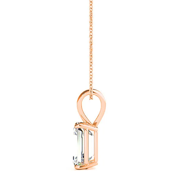 Emerald Cut Diamond Solitaire Necklace Pendant