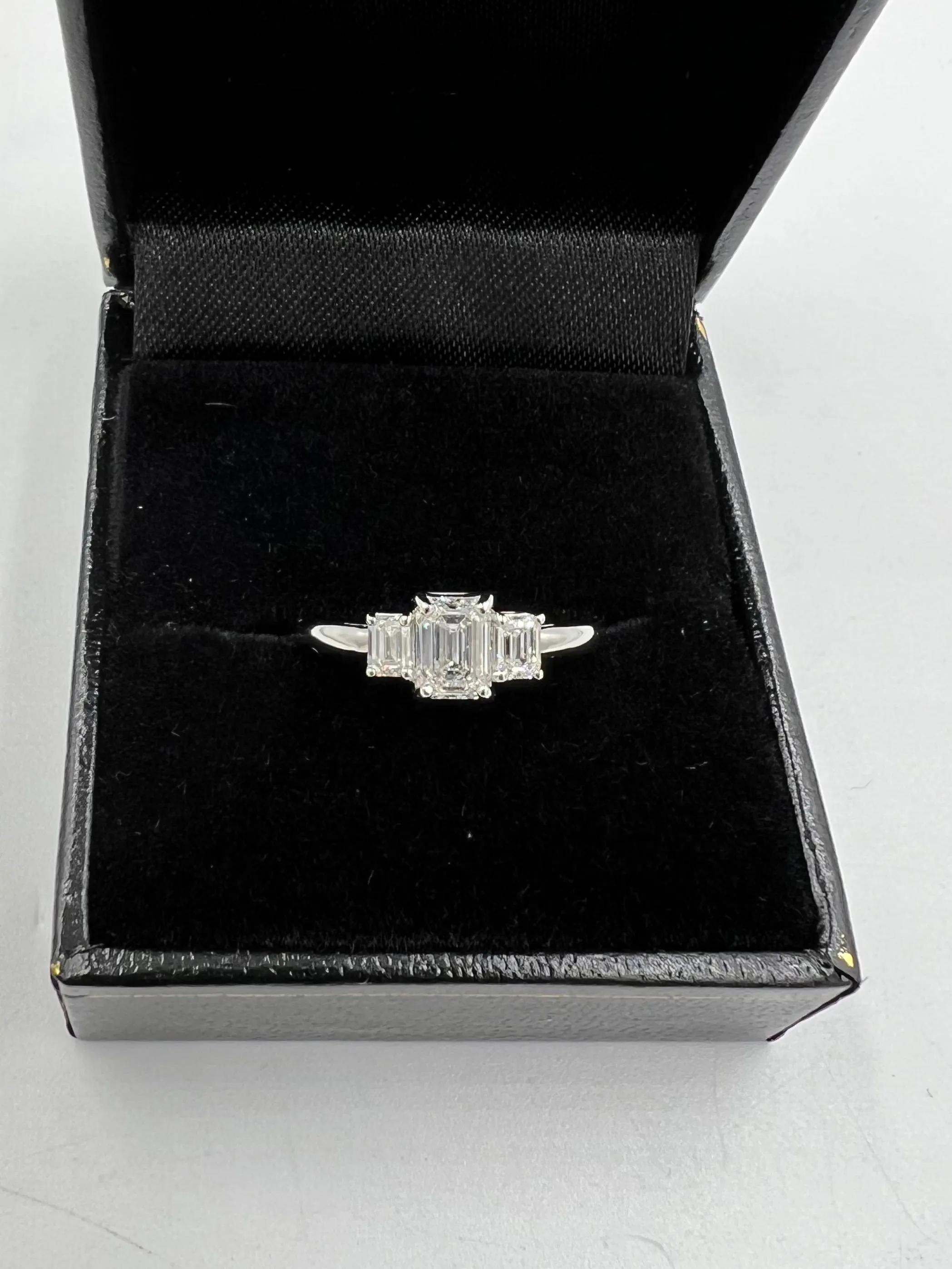 Emerald Cut Diamond Three Stone Ring