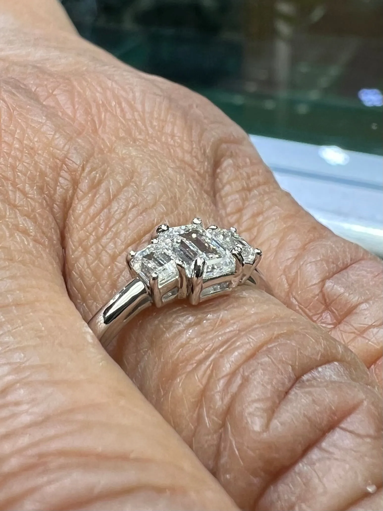 Emerald Cut Diamond Three Stone Ring