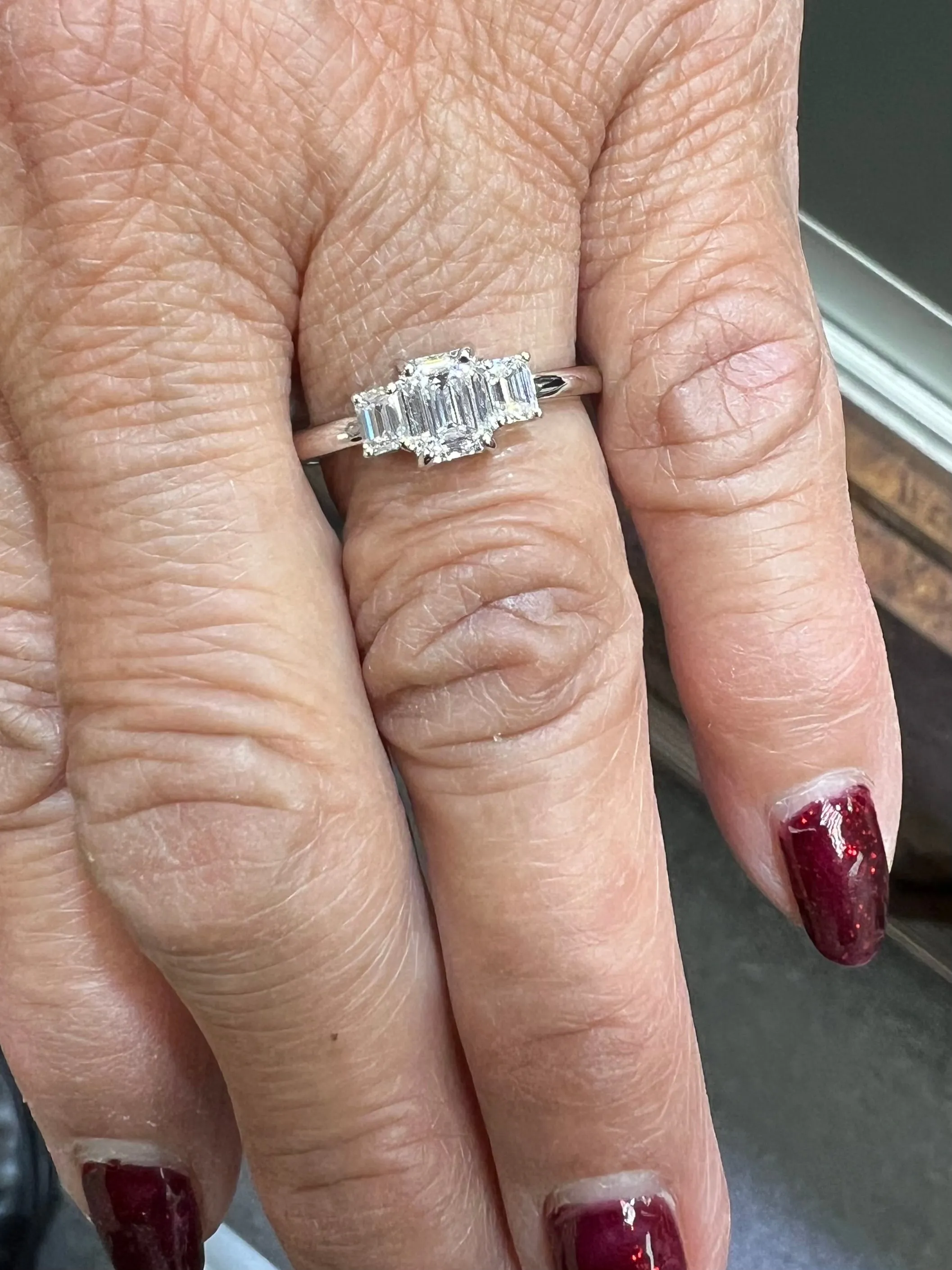 Emerald Cut Diamond Three Stone Ring