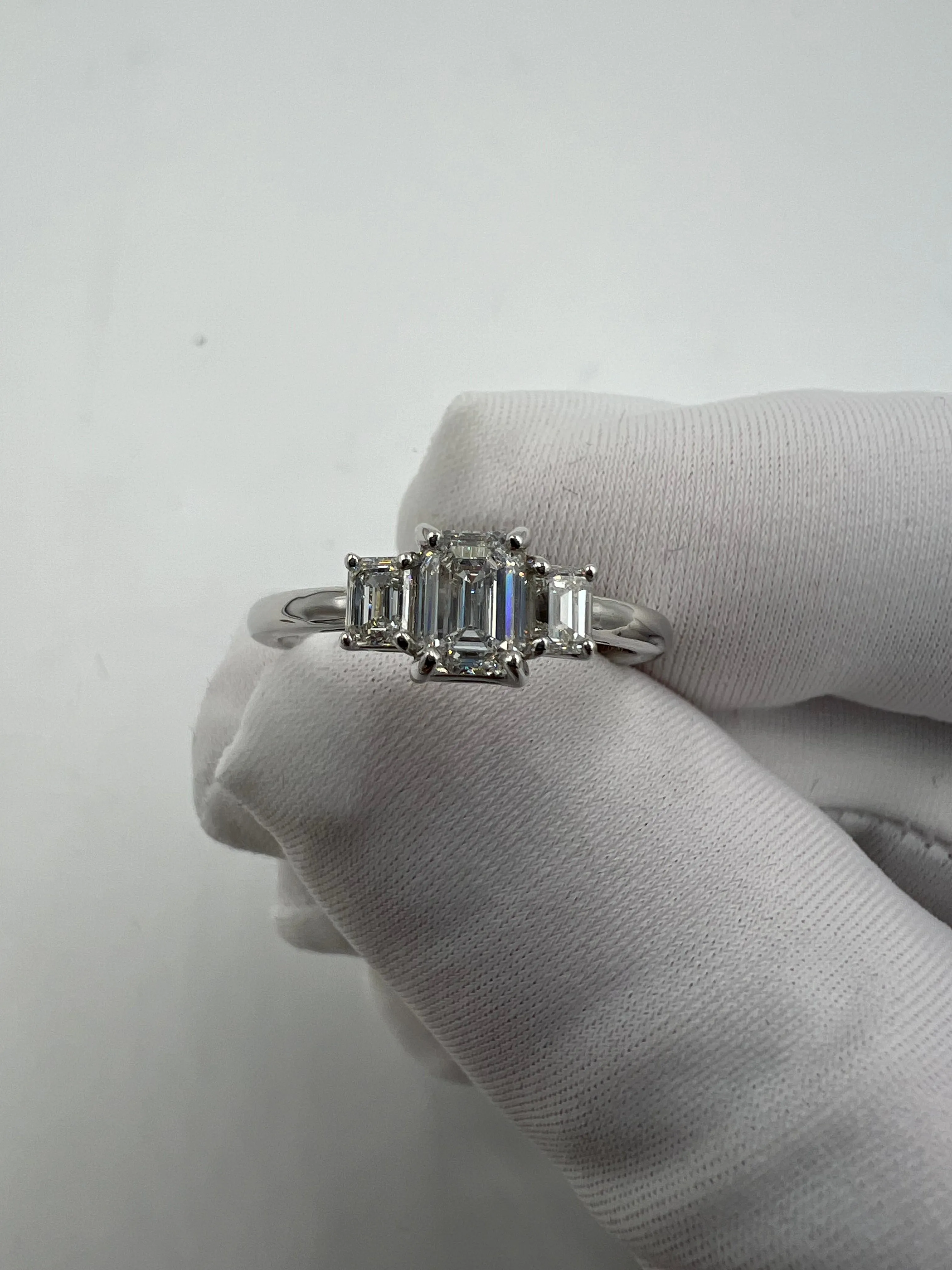 Emerald Cut Diamond Three Stone Ring