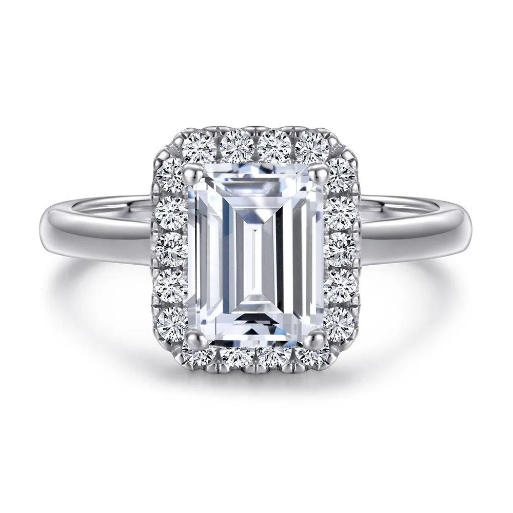 Emerald Cut Diamond White Gold Engagement Ring Set