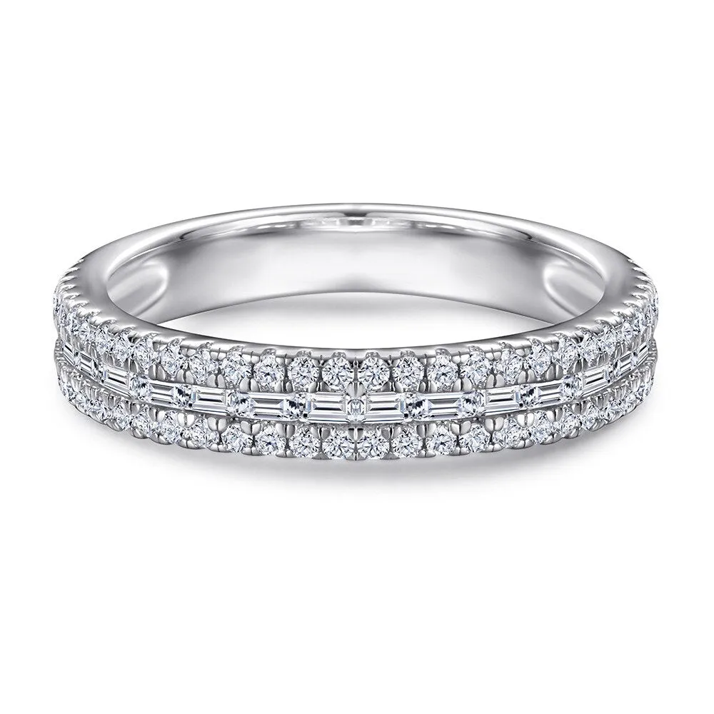 Emerald Cut Diamond White Gold Engagement Ring Set