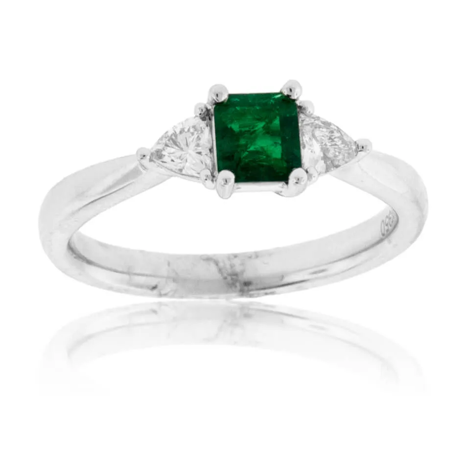 Emerald-Cut Emerald & Diamond Accented Ring