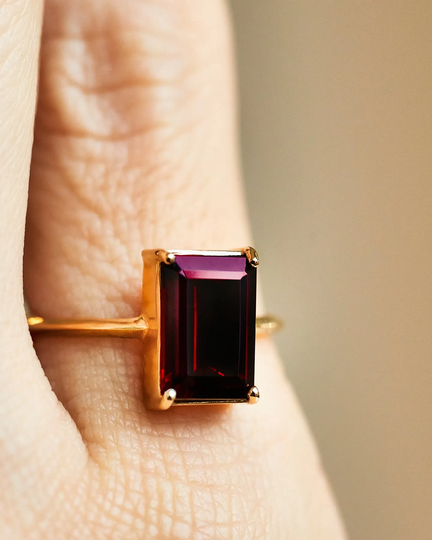 Emerald Cut Garnet Ring