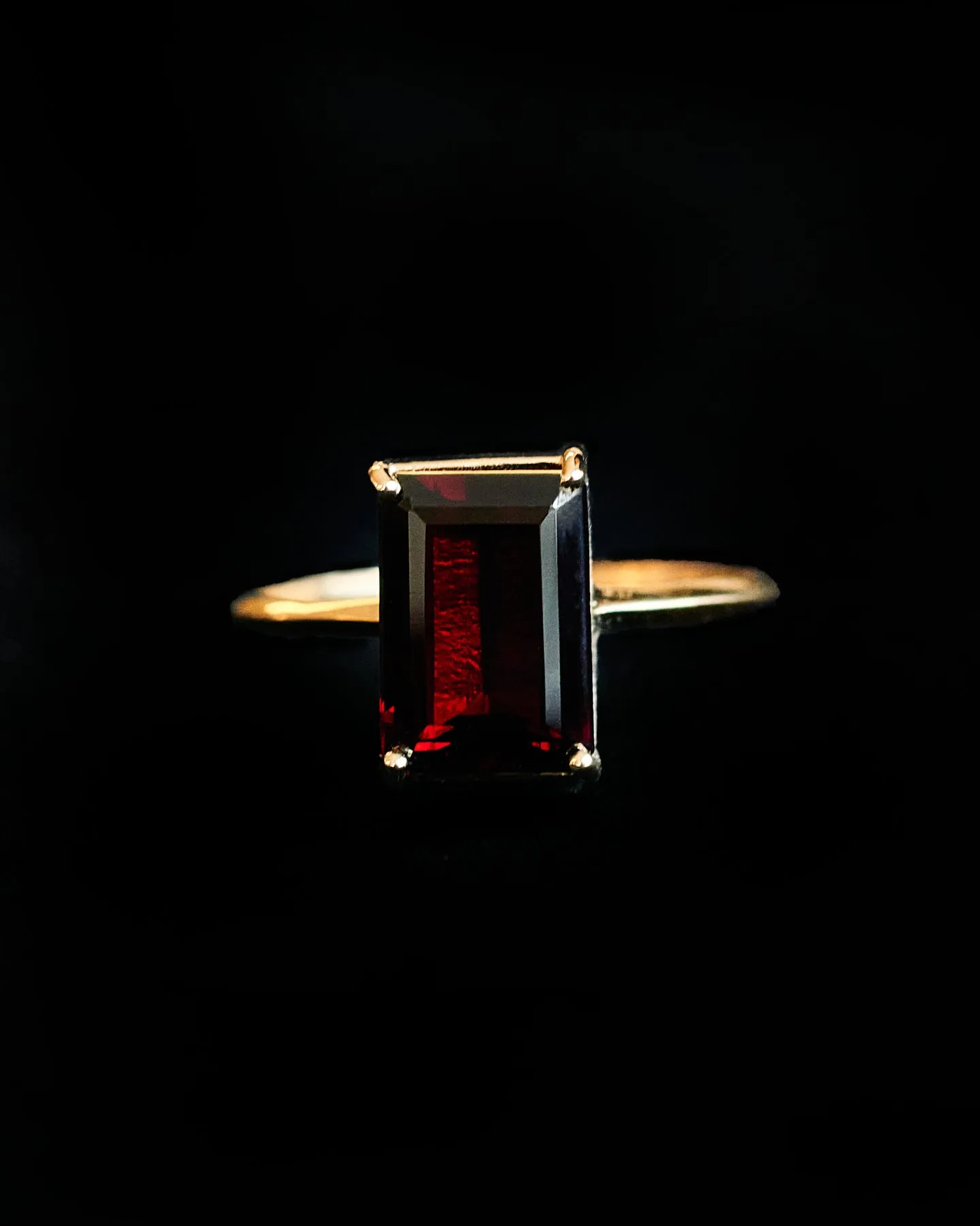 Emerald Cut Garnet Ring