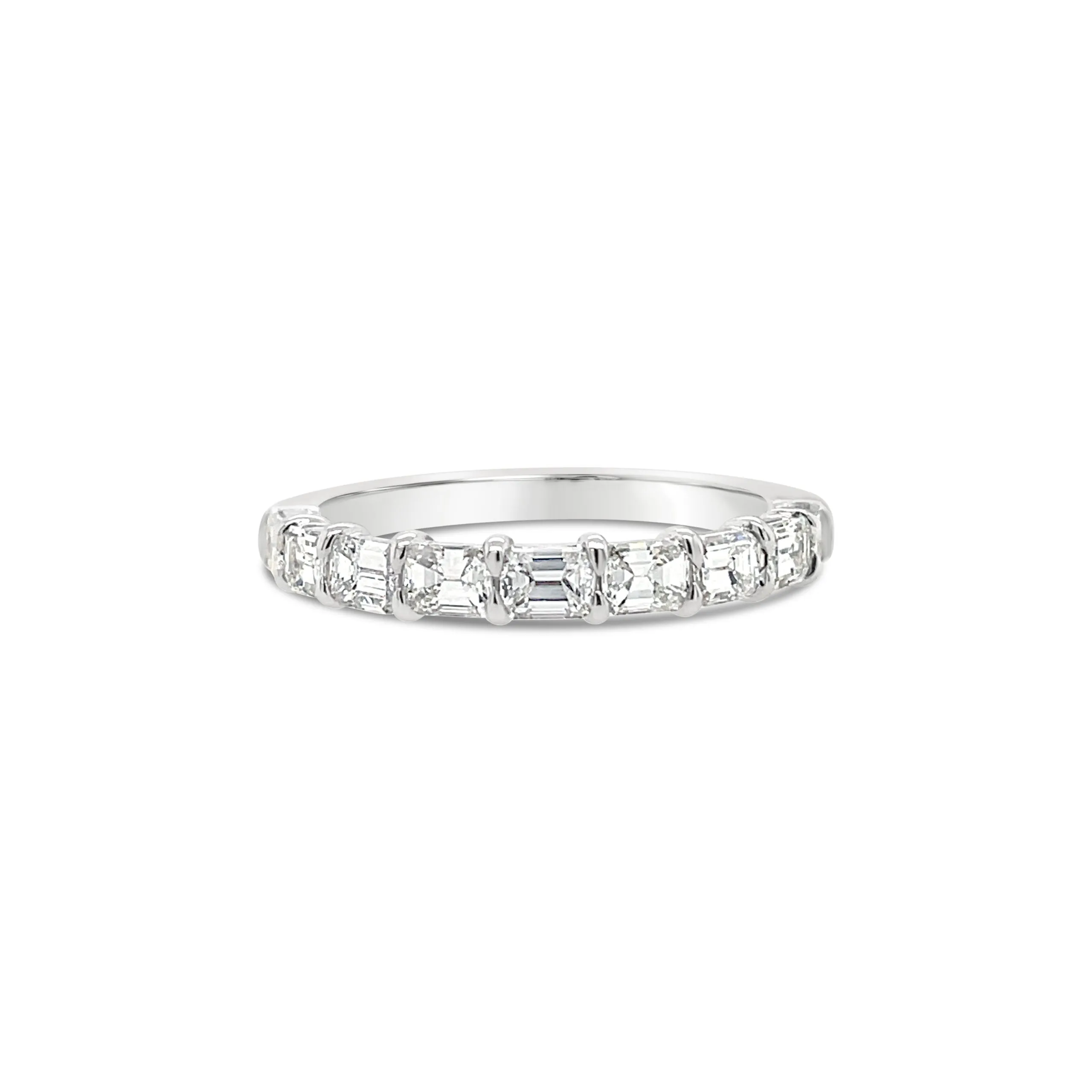 EMERALD CUT HALF DIAMOND BAND EAST TO WEST