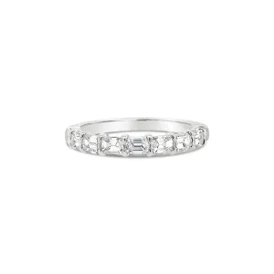 EMERALD CUT HALF DIAMOND BAND EAST TO WEST